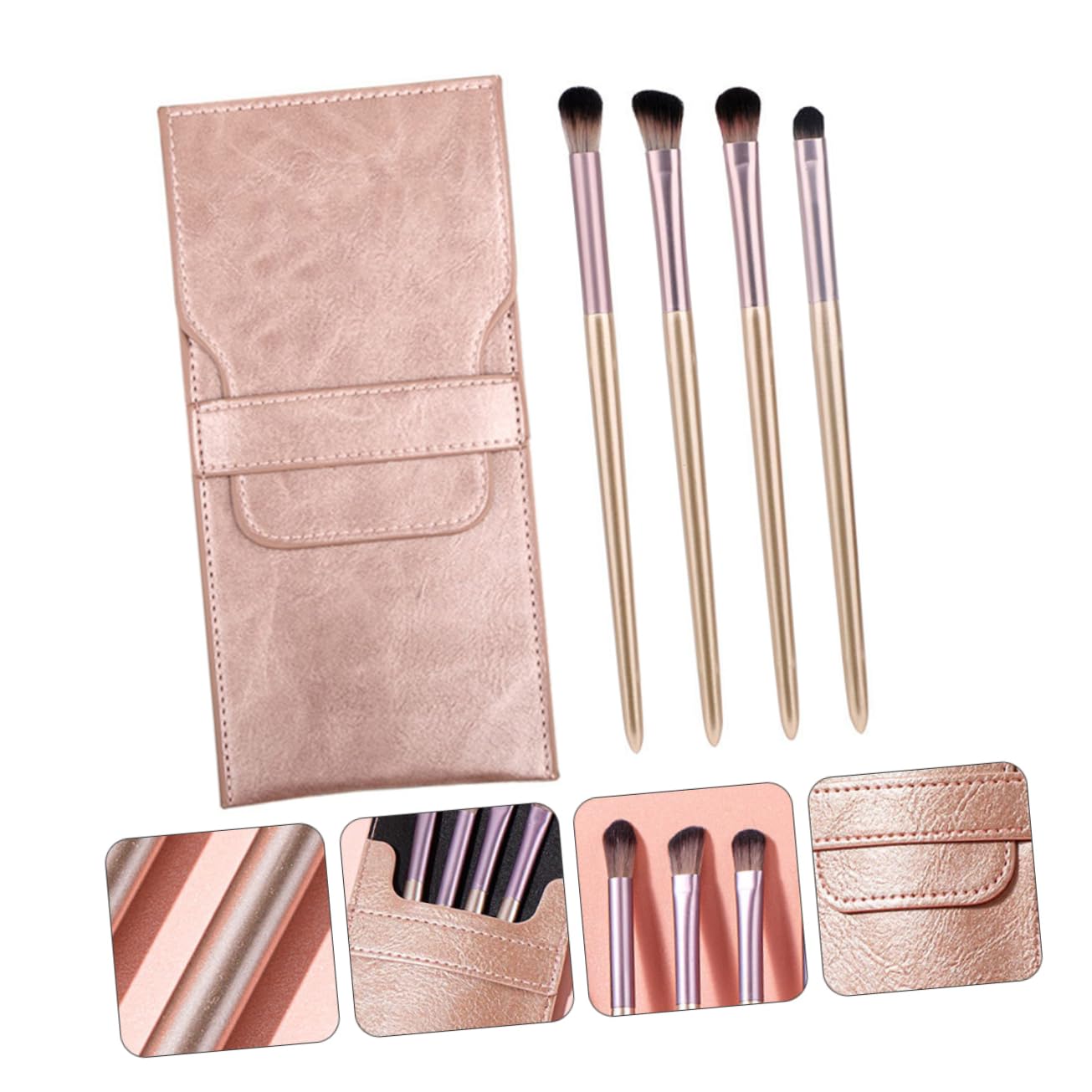 Mipcase Shadow Brush Set 4pcs Mini Brushes Synthetic Bristles Comfortable Touch