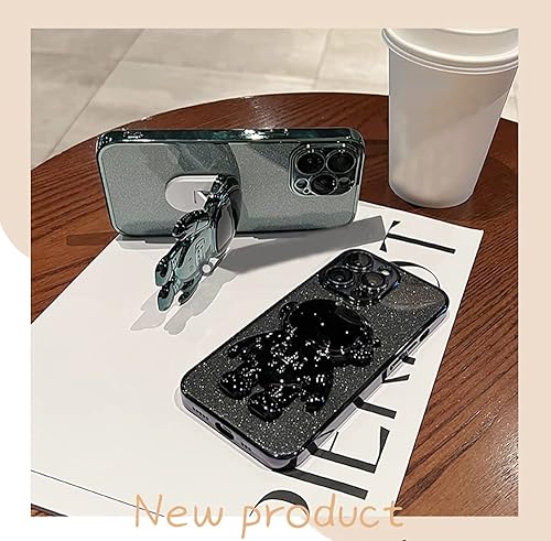 Miniatura 8 de Roemary Funda con soporte oculto de astronauta para iPhone 15 Pro Max, para iPhone 15 Pro Max, funda dorada, soporte plegable de astronauta con