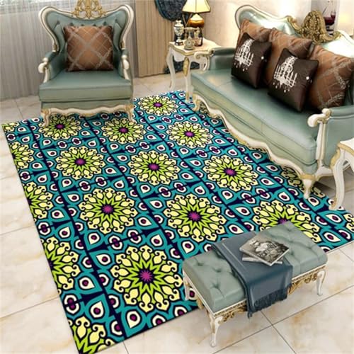 Tapis de sol antidérapant et résistant aux taches bleu vert