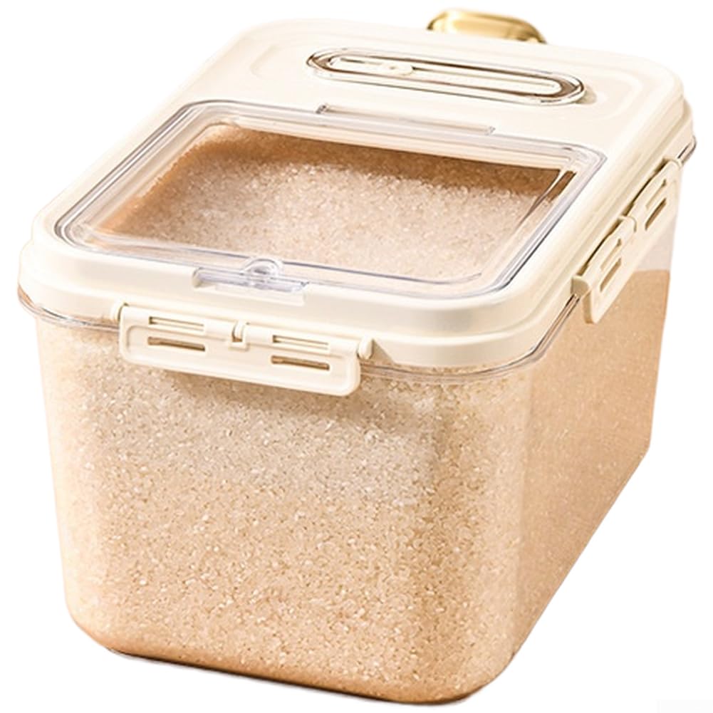 Grande contenitore per riso con coperchio ribaltabile, ermetico per cereali per animali domestici, resistente all'umidità, supporto per alimenti per l'organizzazione (8500-1 Large Size 20)