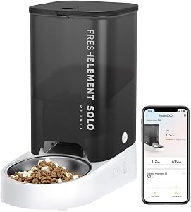 PETKIT Distribuitor Automat de Hrană pentru Câini și Pisici - Capacitate 3L, 1-10 Porții/Zi, Bol din Oțel Inoxidabil, Tehnologie Fresh Lock, Hrănire pentru 15 Zile