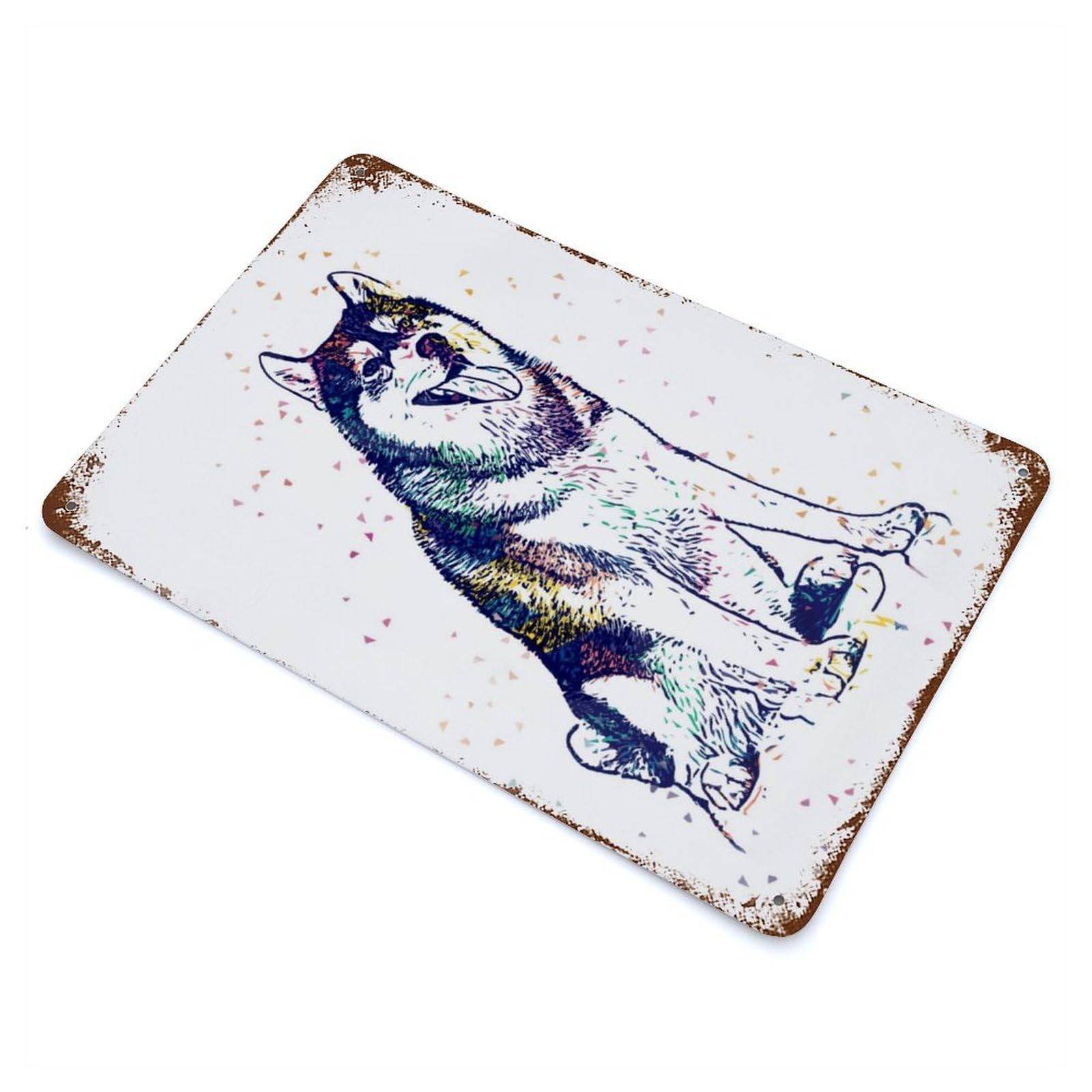 Siberian Husky Dog Aged Metal Wall Plaque 11.8"x7.9", Industrial Home Decor for Pub, Kitchen And Man Cave Decor