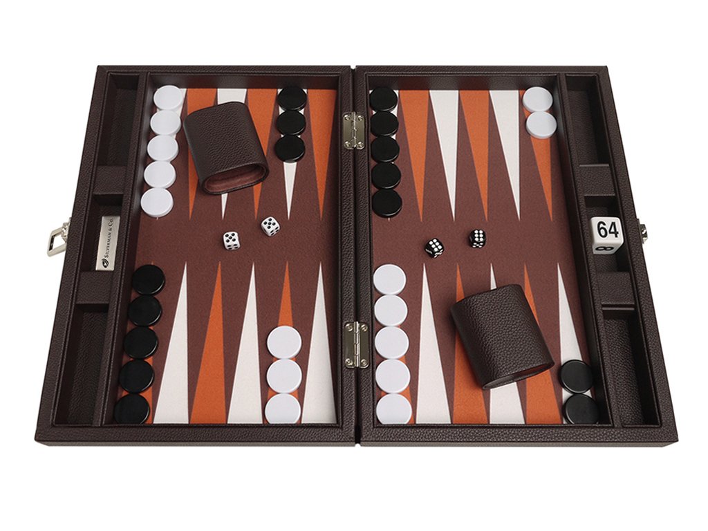 Silverman & Co. Backgammon da viaggio Premium da 33 cm, marrone scuro, 2 giocatori, età 12+