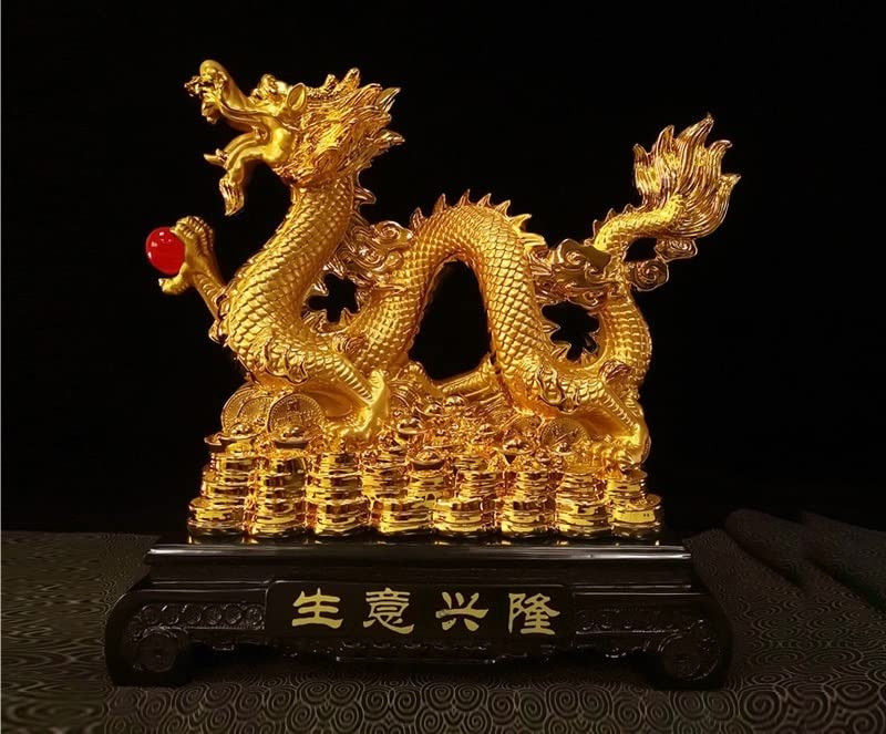 Amazon.co.jp: 龍の置物 5本爪 金龍 昇運金龍 風水グッズ 玄関龍 風水
