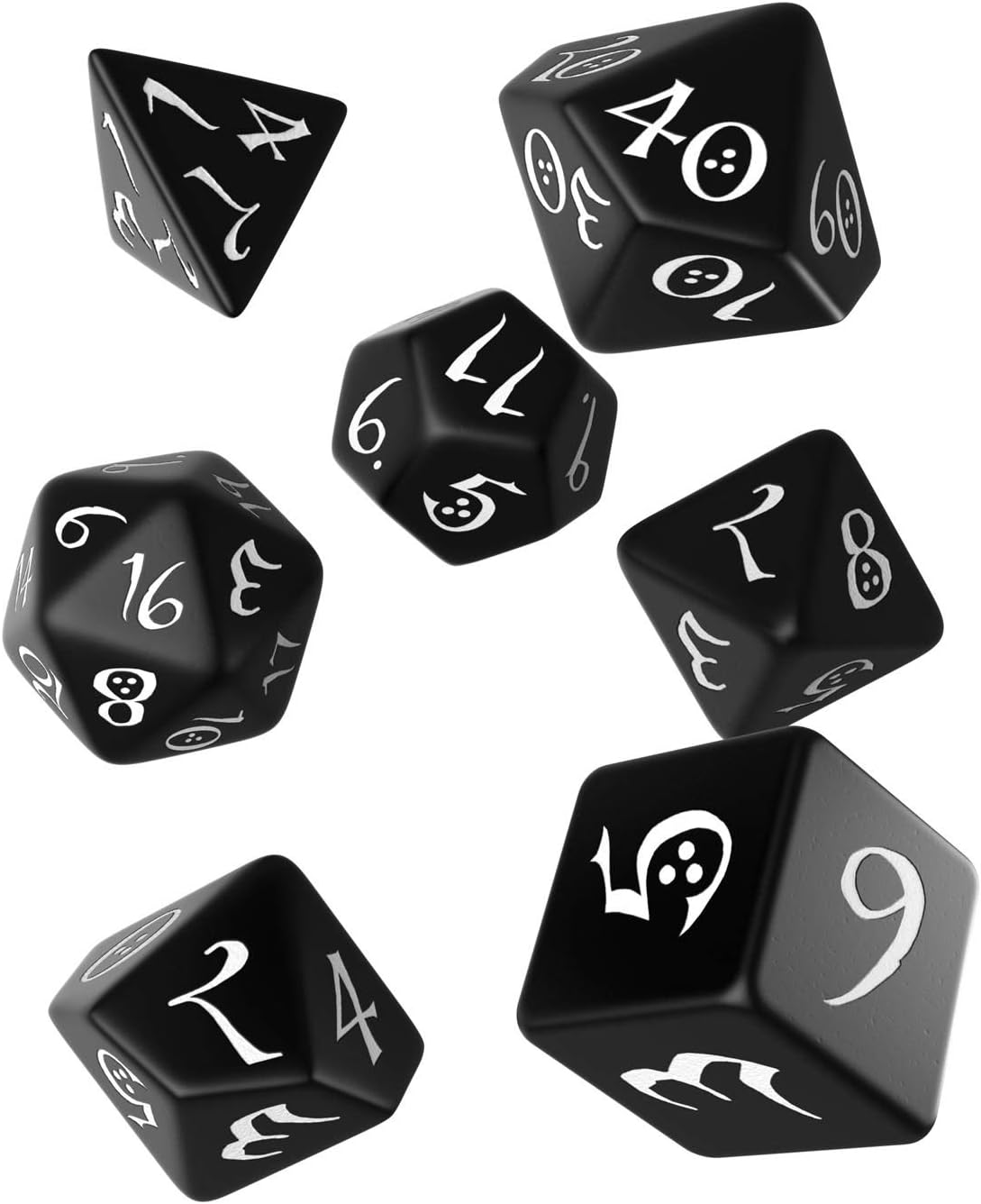 Classic RPG Black & white Dice Set (7)