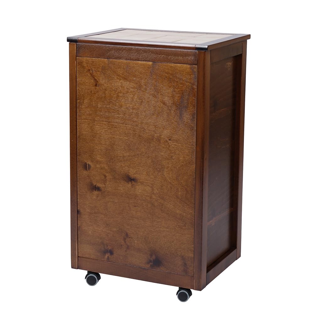 Carrello Portafrutta In Legno - Con Cassetto E 4 Cestelli, Ruote, Design Salvaspazio, Naturale - Foto 9