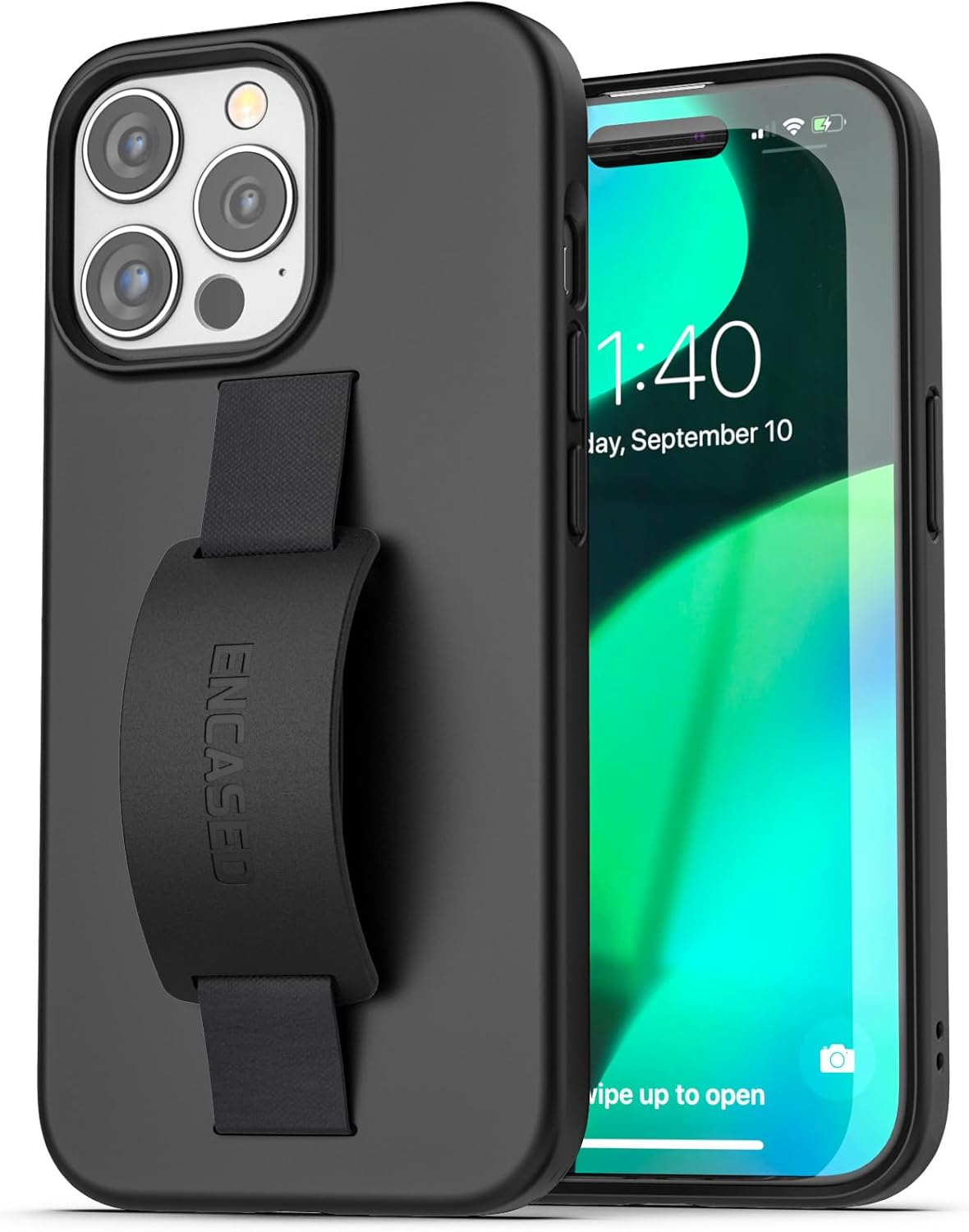 ENCASED Finger Loop Case, Designed for iPhone 15 Pro (2023) Hand Strap Grip Cover with Soft-Touch Silicone Phone Holder (Black) - Image 9