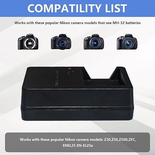 Miniatura 2 de Cámara cargador de batería MH-32 para Nikon EL25 EN-EL25 Z30 Z50 ZFC Z50II baterías recargables de iones de litio