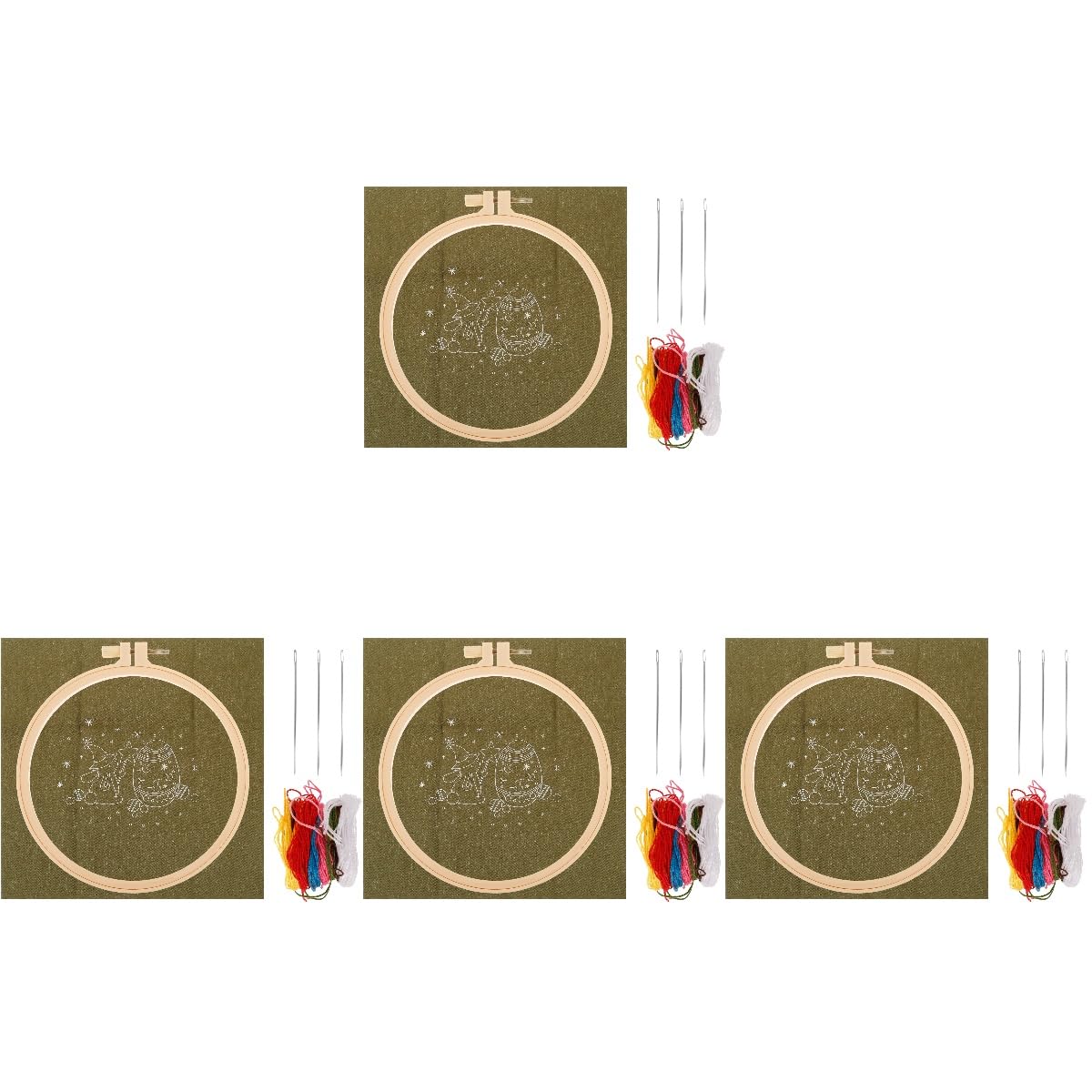 NUOBESTY 4 Sets Stickset Basteln Nähen Armband Punch Needle Kit Für Erwachsene Häkeln Strickset Kreuzstichrahmen Kits Stickmaschine Perlenset Kreuzstichset Stoff