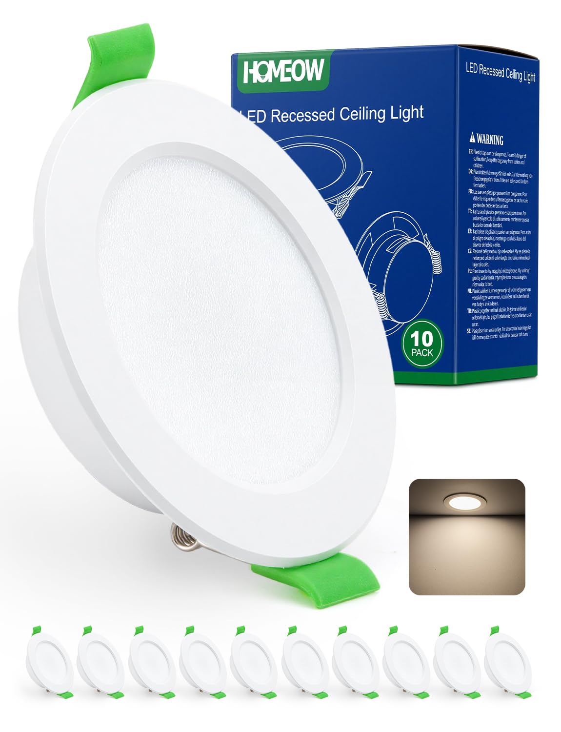 HOMEOW LED Einbaustrahler 230V 7W Weiss