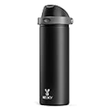 24 oz Insulated Water Bottle for Sports: Meoky Stainless Steel Water Bottle with 2-in-1 Straw and Spout Lid - Leak Proof, Cold for 24 Hours, Fits in Car Cup Holder, BPA-Free for Travel Gym, Night