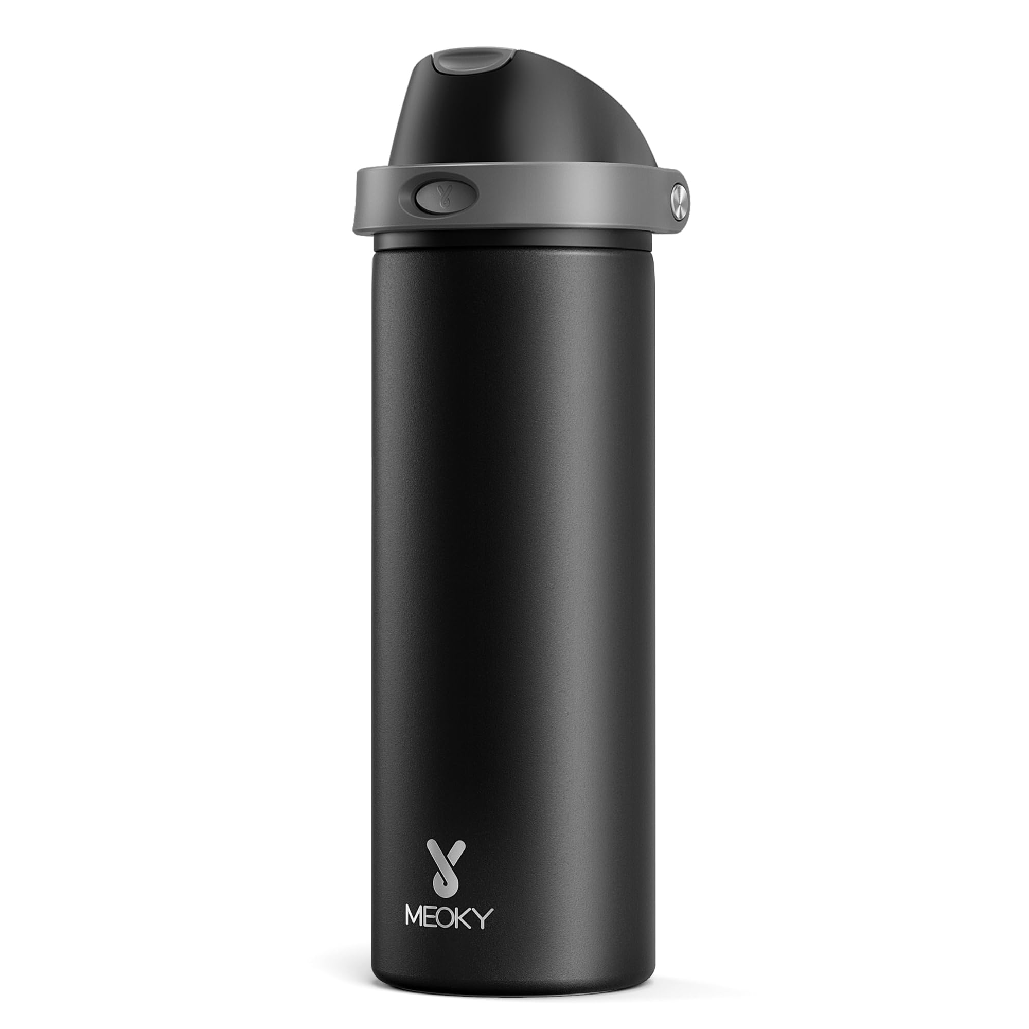 24 oz Insulated Water Bottle for Sports: Meoky Stainless Steel Water Bottle with 2-in-1 Straw and Spout Lid - Leak Proof, Cold for 24 Hours, Fits in Car Cup Holder, BPA-Free for Travel Gym, Night