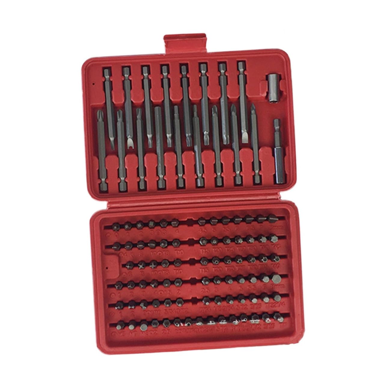 Ensemble D'embouts de Tournevis Boîte Moulée 98pcs Rouge en Métal Durabilité et Rangement Facile pour Outil de Réparation Multifonction