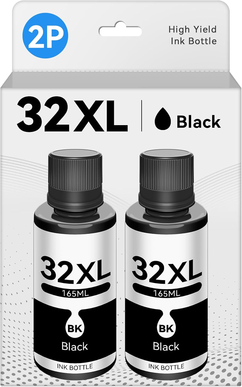 165ML for 32XL Black Ink Bottles Compatible with HP 31 32XL Ink Bottle Set Work with Smart Tank 7602 5101 6001 5000 5103 7301 7001 7302 5102 7002 Ink Refill Smart Tank Plus 580 651 Printer (2-Pack)