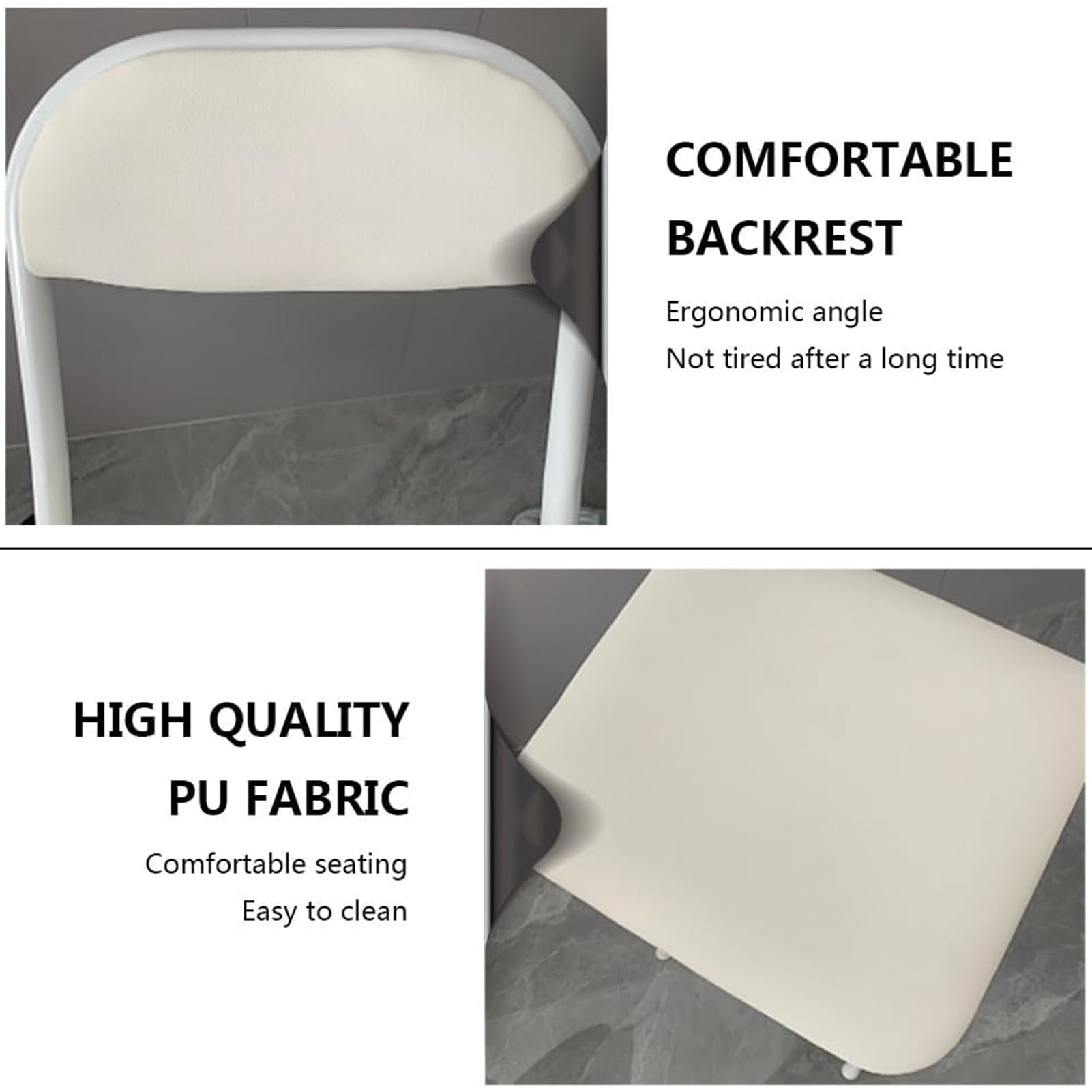 Taburete Plegable con Asiento Acolchado de 65 cm, Taburete Plegable de Bar 70cm, Taburete Plegable Portátil de Cocina con Reposapiés para cafetería, bistró, Oficina, Casa (65cm/26in,Negro)