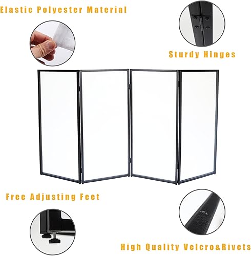 Miniatura 3 de DJ Fachada DJ Booth Blanco y Negro con bolsa de transporte Portátil DJ Evento Fachada Cubierta Plegable Tablero Frontal Proyector de Luz de Video