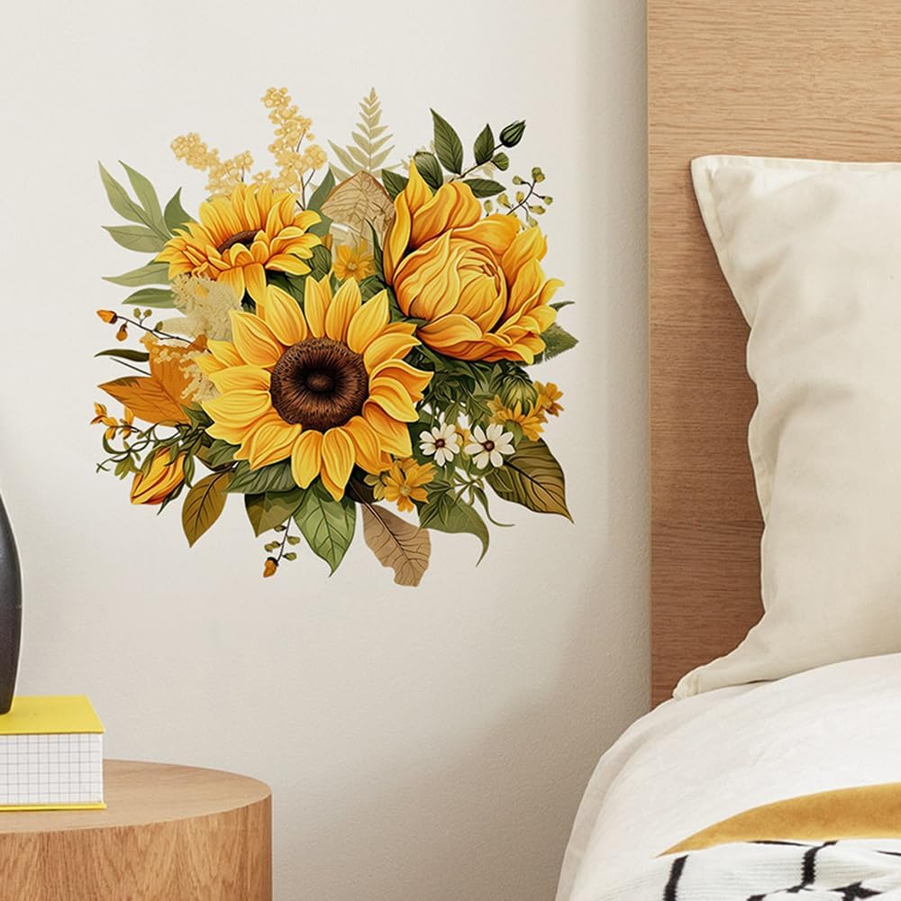 Sunflower Wall Decor Pack of 3 - 11.4x11.4 Inch for Living Room, Kitchen, Bathroom