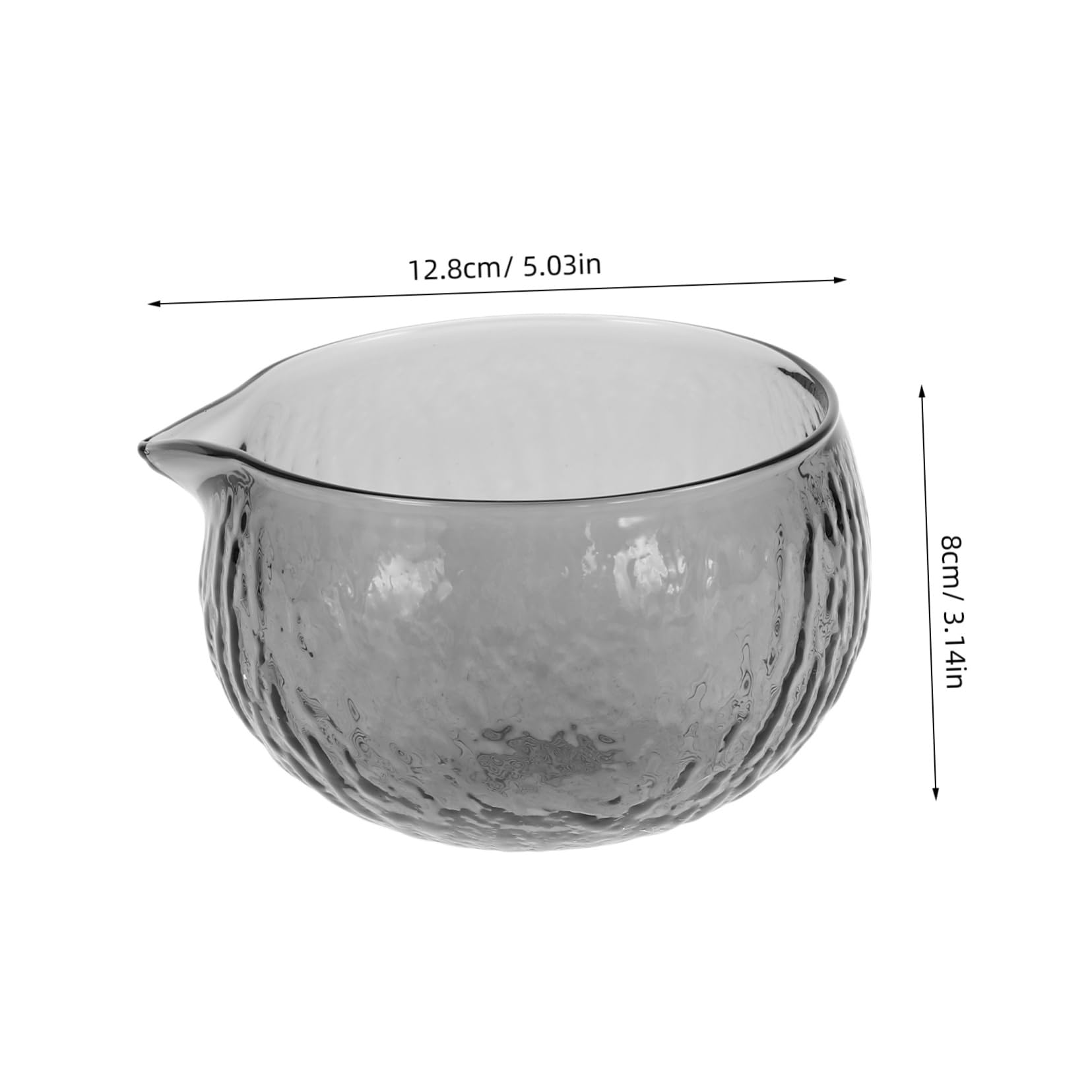 PRETYZOOM Hammered Glass Matcha Bowl with Spout Traditional Teaware for Japanese and Chinese Tea Ceremony Thick Clear Glass for Tea Preservation and Effortless Pouring