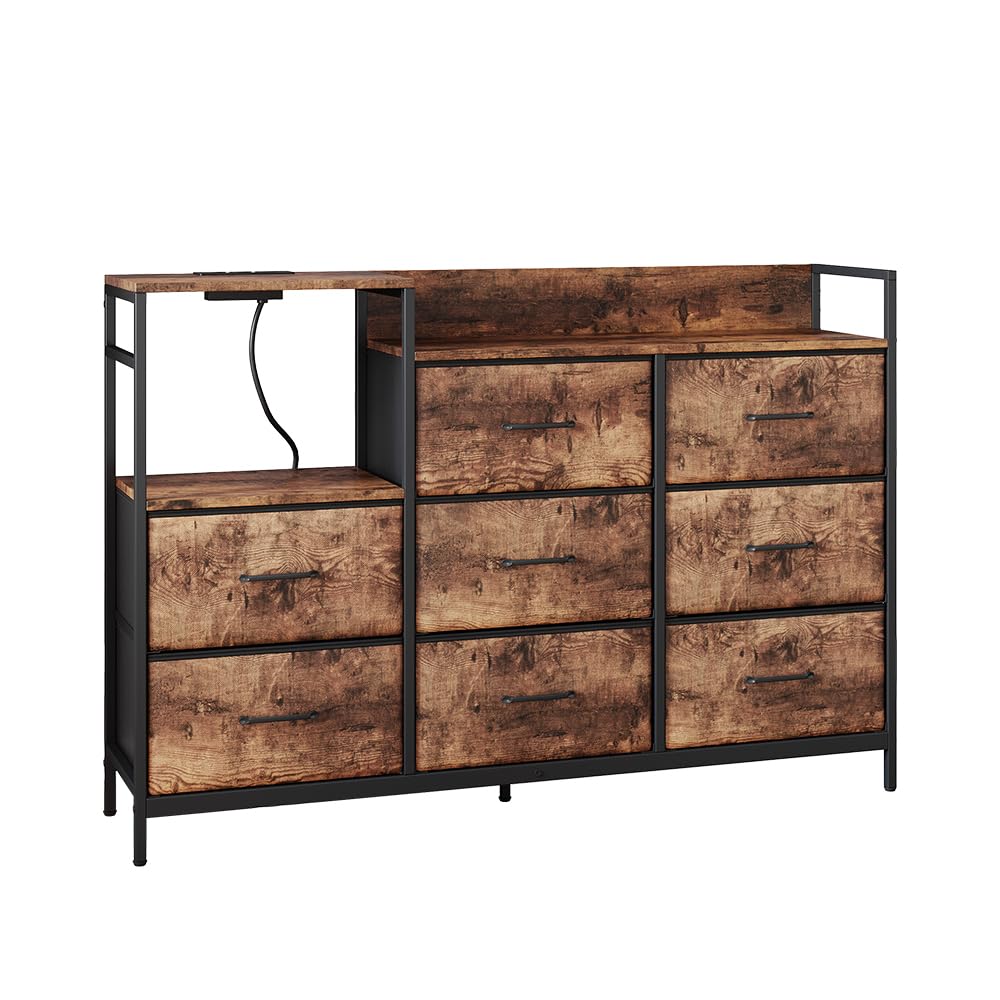 Vicco Sideboard Brian, Chêne, 88x30cm avec 8 tiroirs et USB, pour Le Rangement avec Port de Charge USB intégré