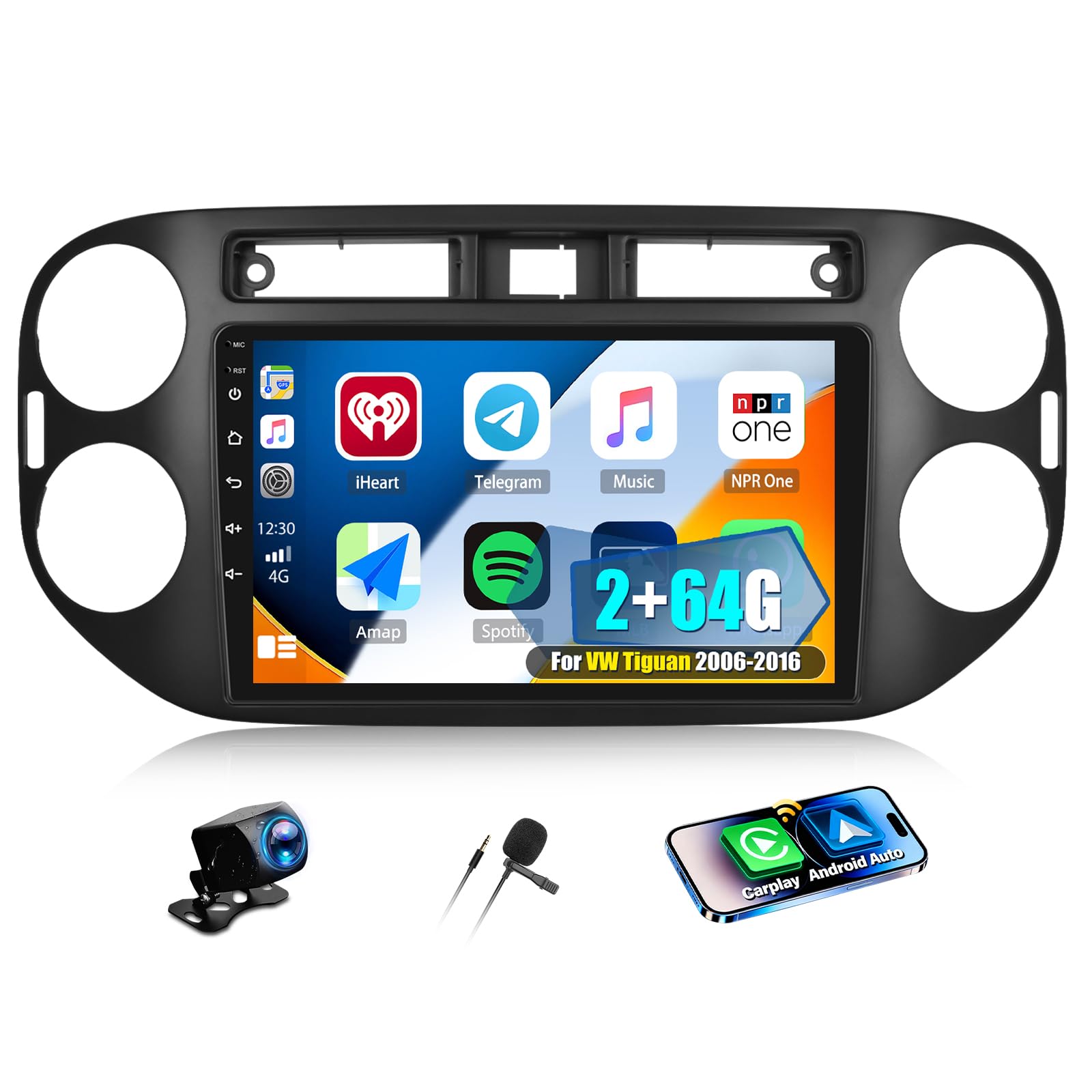 CAMECHO [2+128G] Android 13 Navi radio samochodowe 9 cali do Volkswagena
