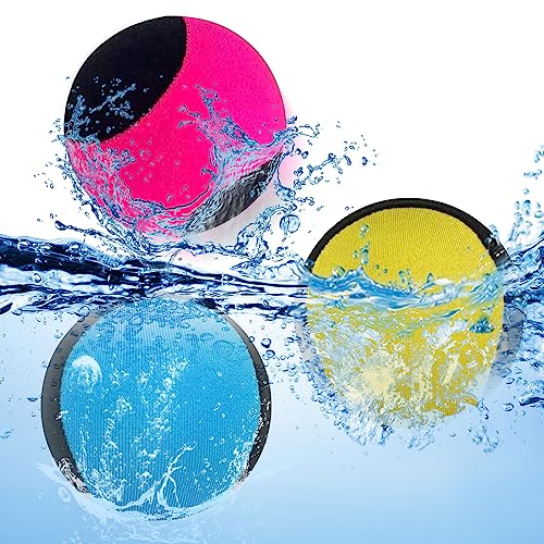 BNGXR Palla che Rimbalza in Acqua, 3pcs Palla da Salto d'Acqua in Lycra ad Asciugatura Rapida per Alleviare lo Stress Adatte per Piscina Spiaggia Mare e Attività All'aperto (Rosa Blu Giallo)