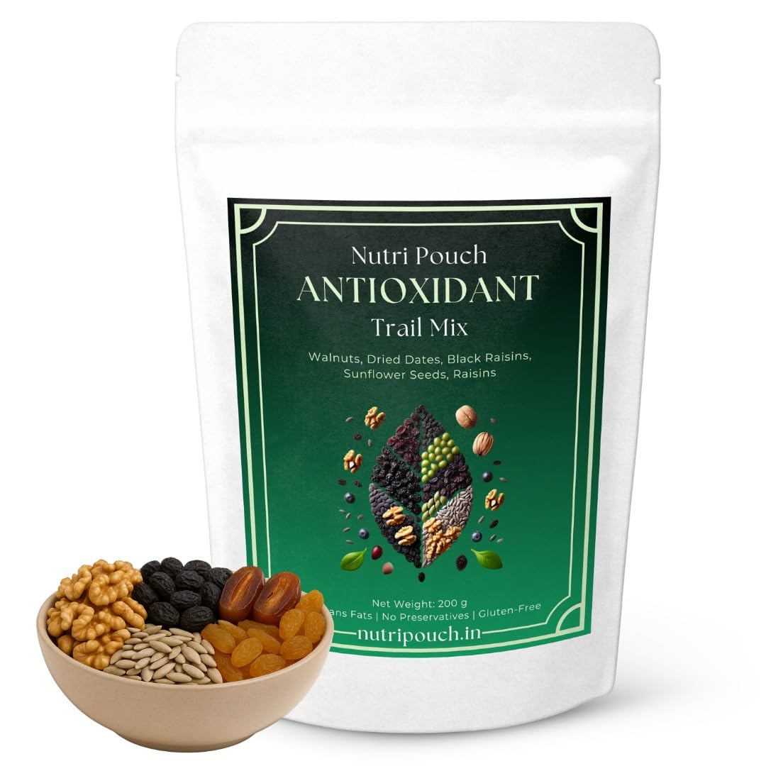 Nutri Pouch Antioxidant Trail Mix – Premium Blend of Walnuts, Dates, Raisins & Sunflower Seeds | Healthy, Energy Boosting Snack | Gluten-Free, No Preservatives | 200g-image-7