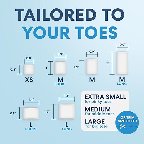 Miniatura 4 de Dr. Frederick's Original Paquete variado de 12 tubos de gel para dedos de los pies, tamaños pequeño, mediano y grande, protectores de dedos y