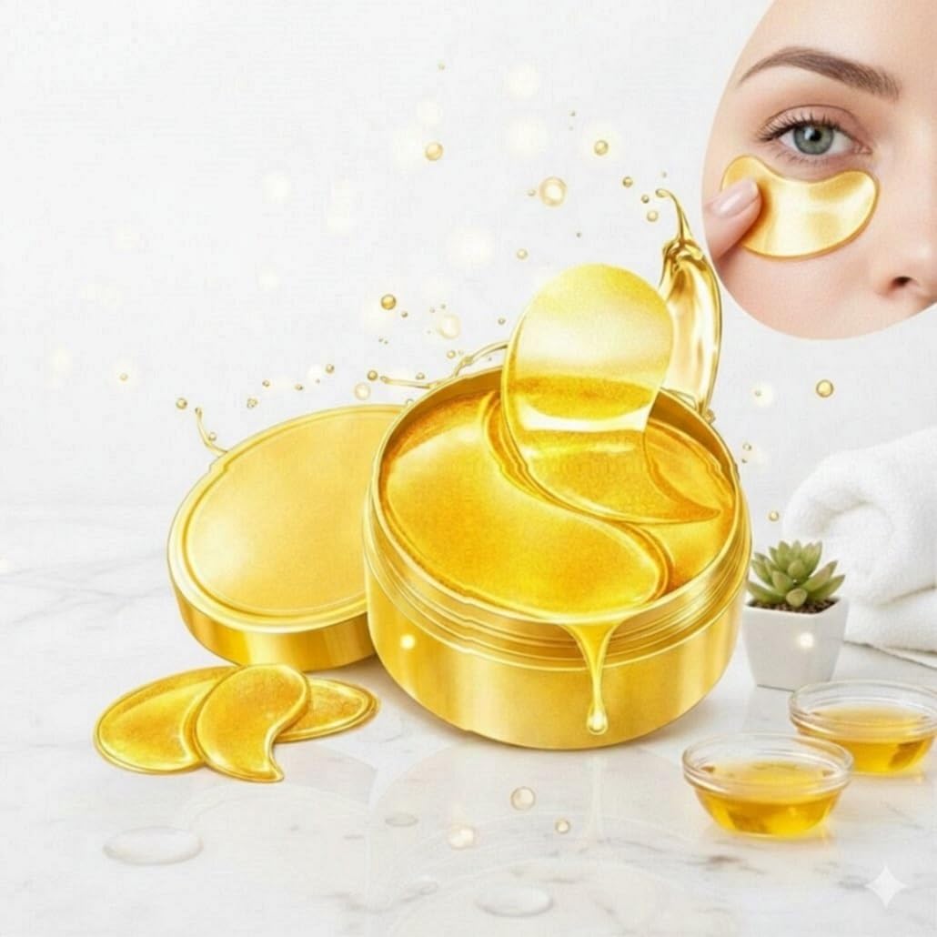 24K Gold Eye Masks for Dark Circles & Puffiness 60PCS,Gel Eye Mask Skincare - Under Eye Patches for Puffy Eyes Treatment, Under Eyes Gel Pad-image-17