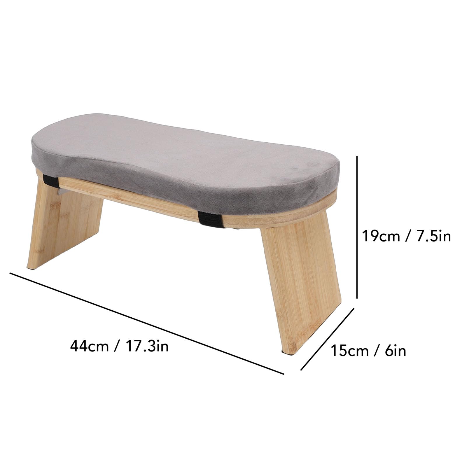 Bewinner Ławka do Medytacji Drewniany Przenośny Składany Stołek do Medytacji Relaksacyjnej 44x19x15cm Szary