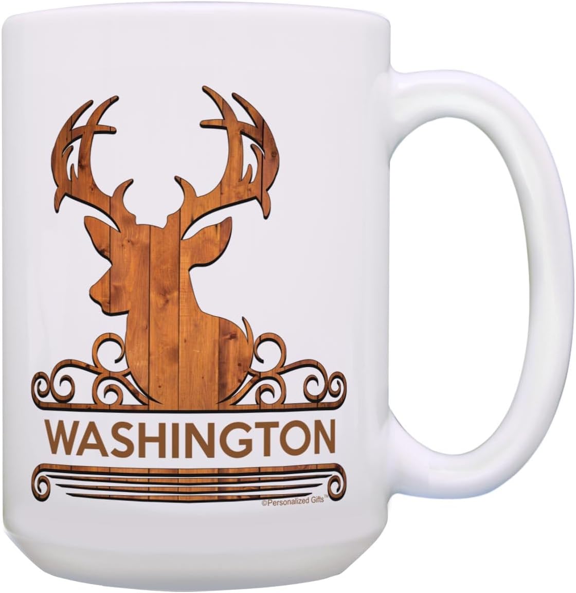 Large Custom Mug Buck Head Name Gift for Hunter Name Cup Custom Gift 15oz Ceramic Coffee Mug with Handle