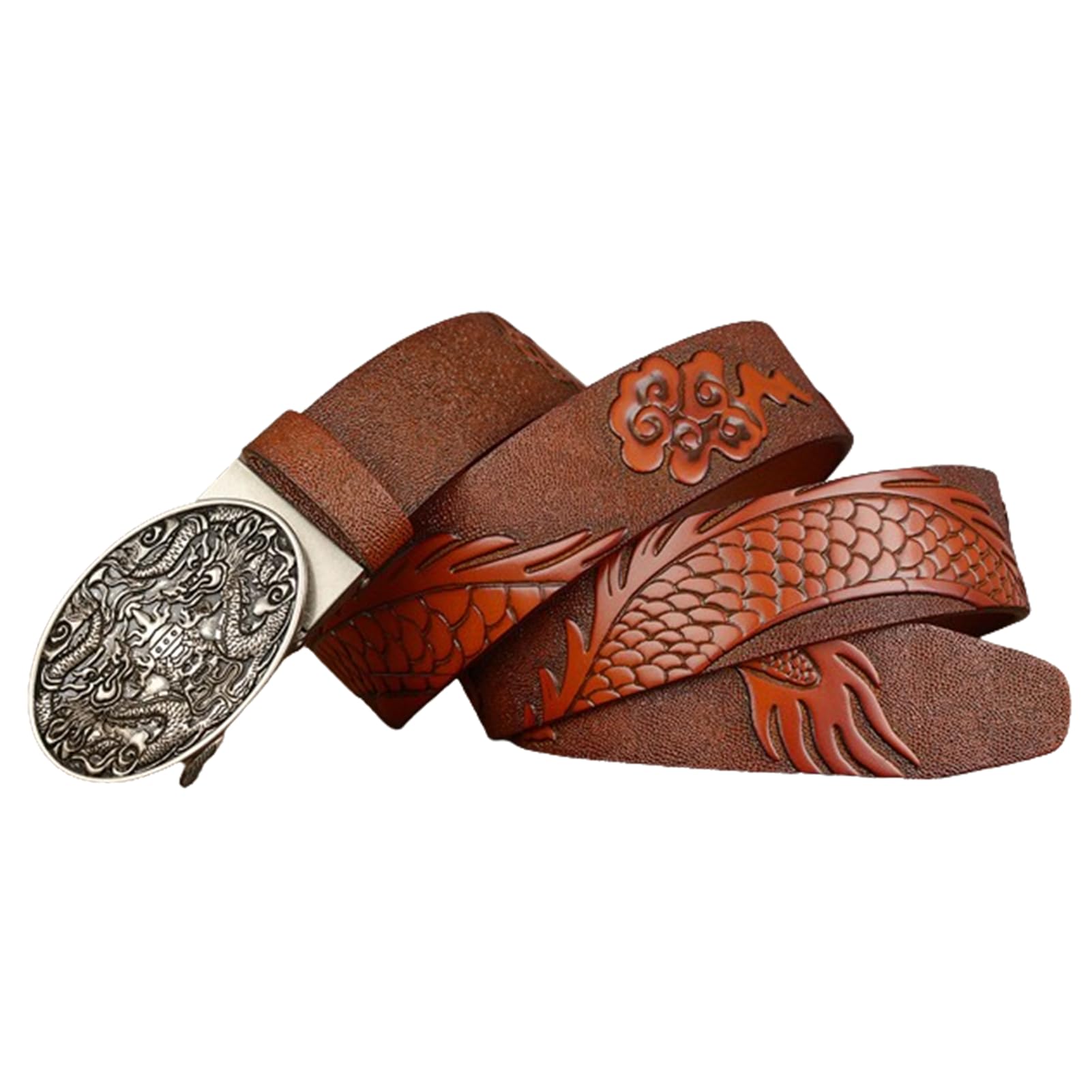 Cinturón De Vestir Con Estampado Cocodrilo Y Hebilla Automática Deslizante, Grabado 3 Caimanes, Hecho A Mano En Piel Vaca Auténtica,5 Cm Ancho