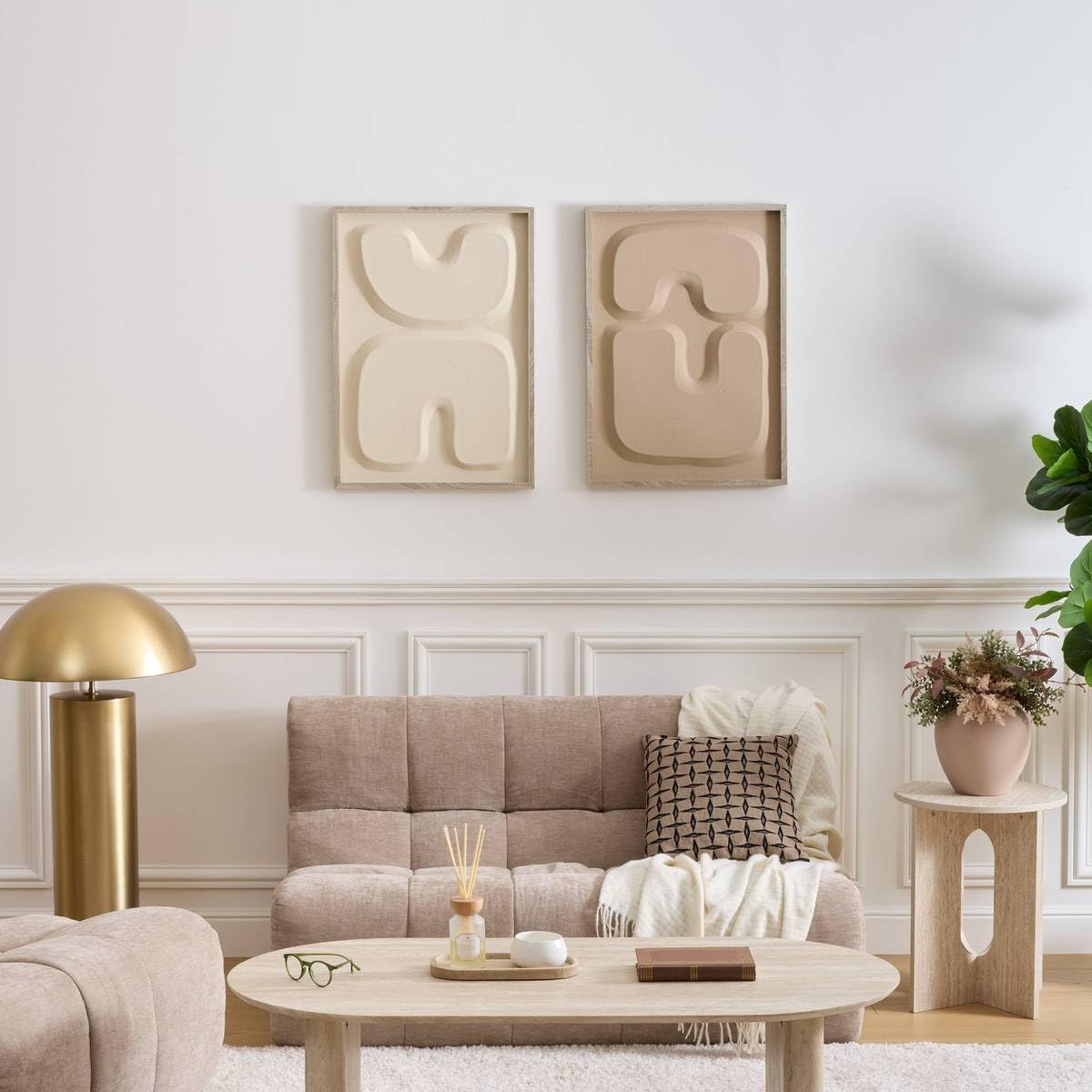 Atmosphera - Table d'appoint Anaya Beige 40x40x50cm