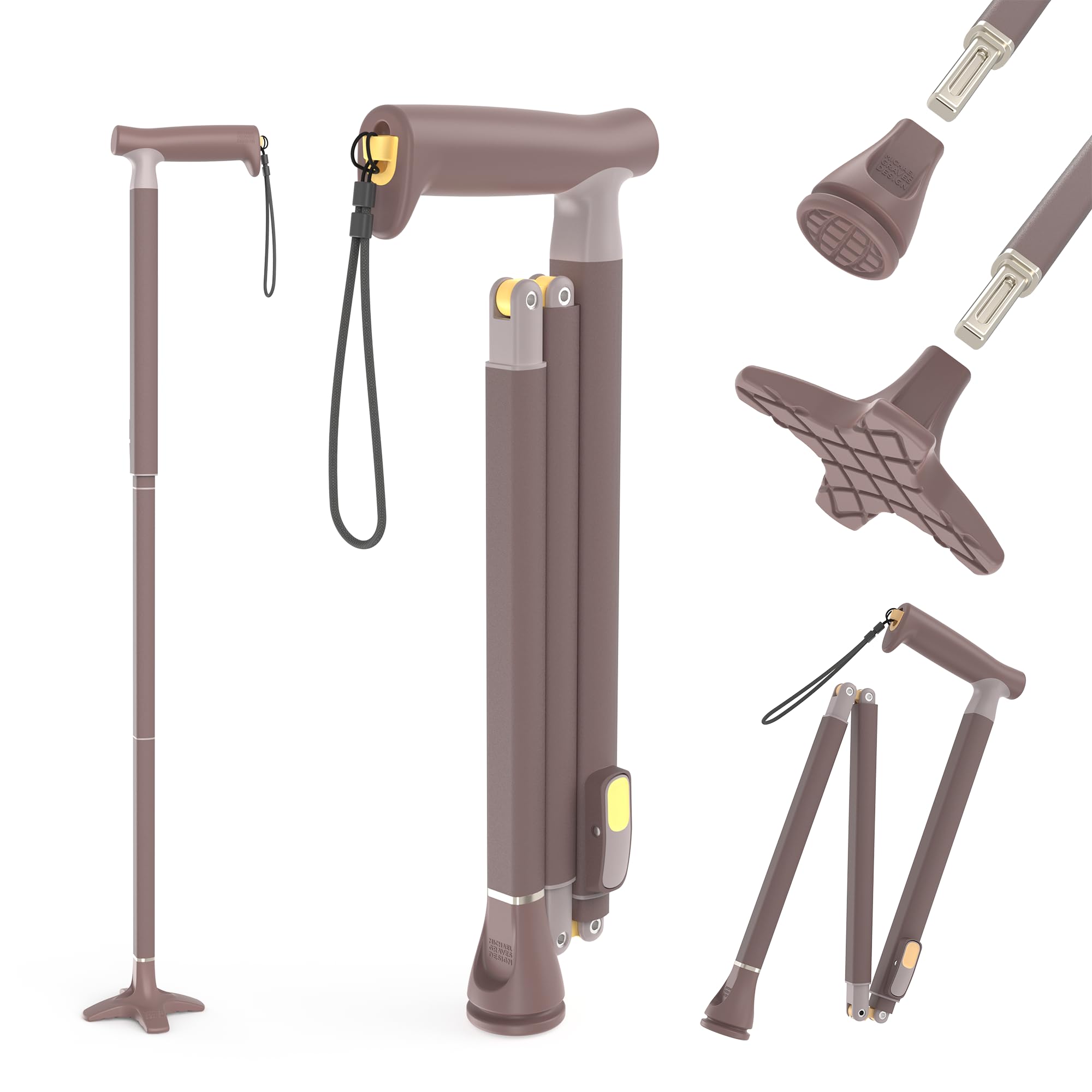 Michael Graves Quick Fold Walking Cane for Men and Women - Foldable Walking Stick for Stability and Style - Collapsible Folding Cane - Walking Sticks for Seniors & Adults