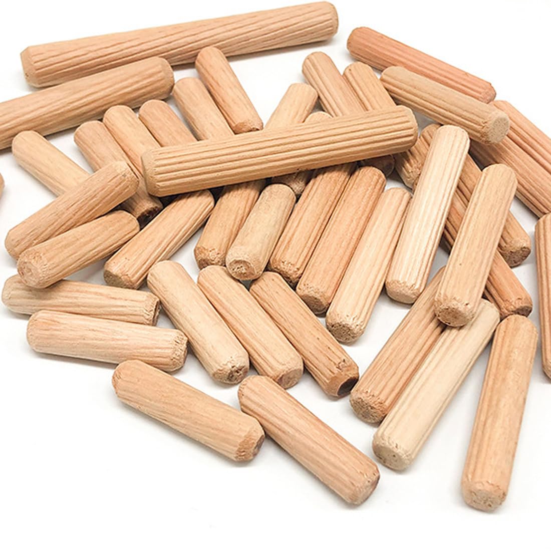 200 Pezzi Tasselli in Legno 6x50mm, Spine Legno,Scanalate in Legno, Perni di Legno Duro Perno Scanalato, in Legno Conici Scanalati per Fresatrice, Scanalature, Artigianato, Bricolage, Falegnameria