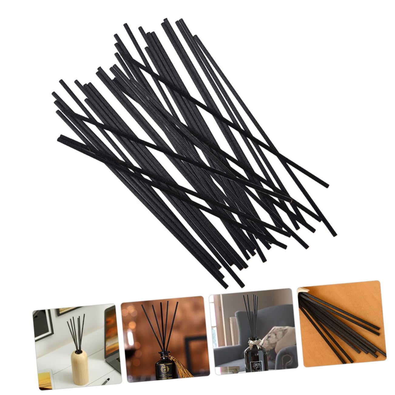 Alipis 4 Sätze Aromatherapie-Stick Nachfüllung Diffusor Sprühen Inhaber Raumduftzubehör Nasal Luftbefeuchter Prämie Duftend Rattan Stöcke Gaul Black Ballaststoff 100 Stück * 4