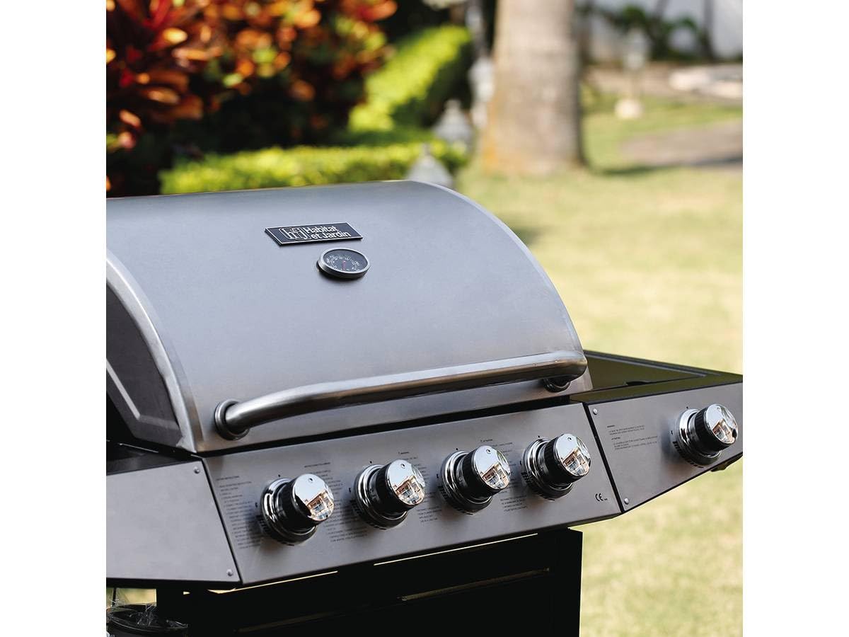 Habitat et Jardin Barbecue Gaz Party 5, 5 Brûleurs Dont 1 Latéral, 15.2 kW ‎1351_86806 Noir