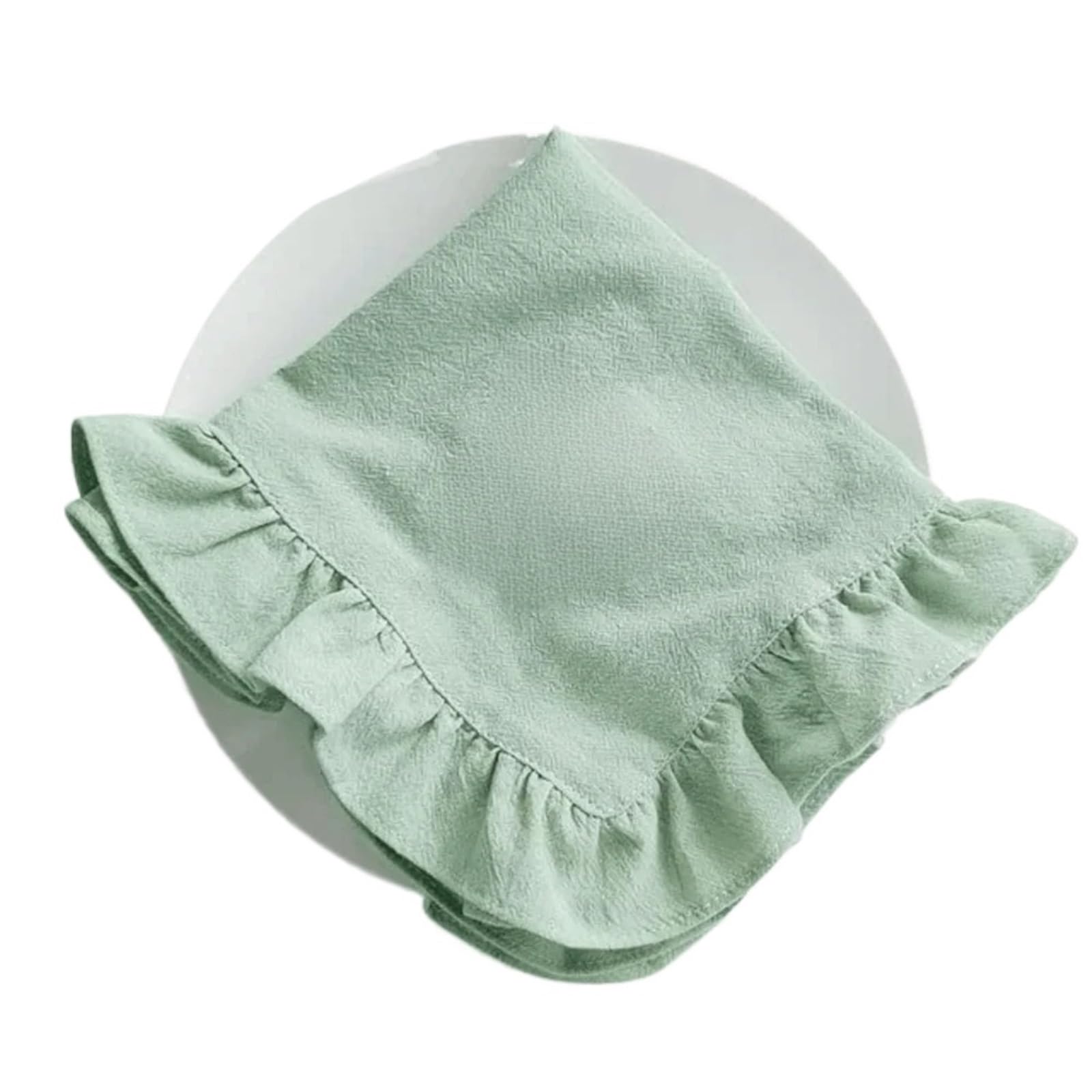 Ruffle Placemats Ruffled Edge Place Mat Cotton Solid Color Table Napkin Rectangular Coaster Decor(Green,13.78X19.69 in)