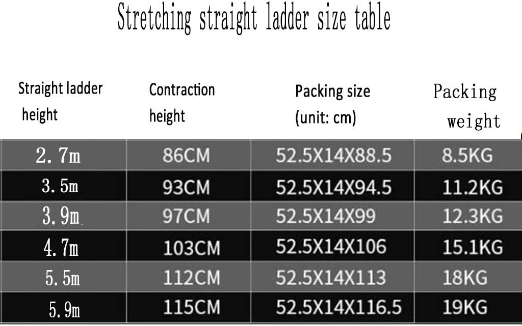 Aluminum Extension Ladder,One-Sided Folding Straight Ladder,Household Stairs, Portable Lifting Engineering Ladder,Max Load 150kg/330lb (Size : 2.7M (8.8FT))