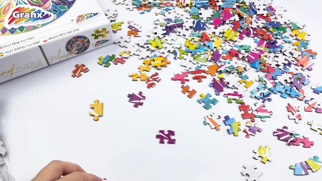 Grafix Set 4 Puzzle Rotondi Da 1000 Pezzi - Leone, Mandala, Tropicale E Città Del Mondo - Diametro 68 Cm - 3