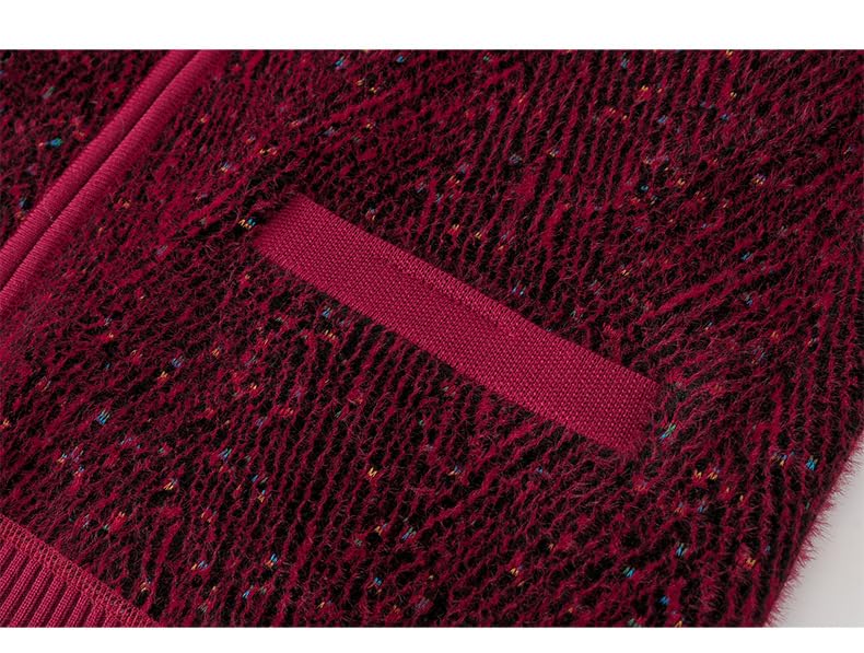 Cárdigans de Punto para Mujeres de Mediana Edad Y Mayores Cárdigans con Cremallera Completa Y Forro Polar Sudaderas A Rayas Abrigos de Invierno Chaquetas de Punto Gruesas de Sherpa para Uso Diario.
