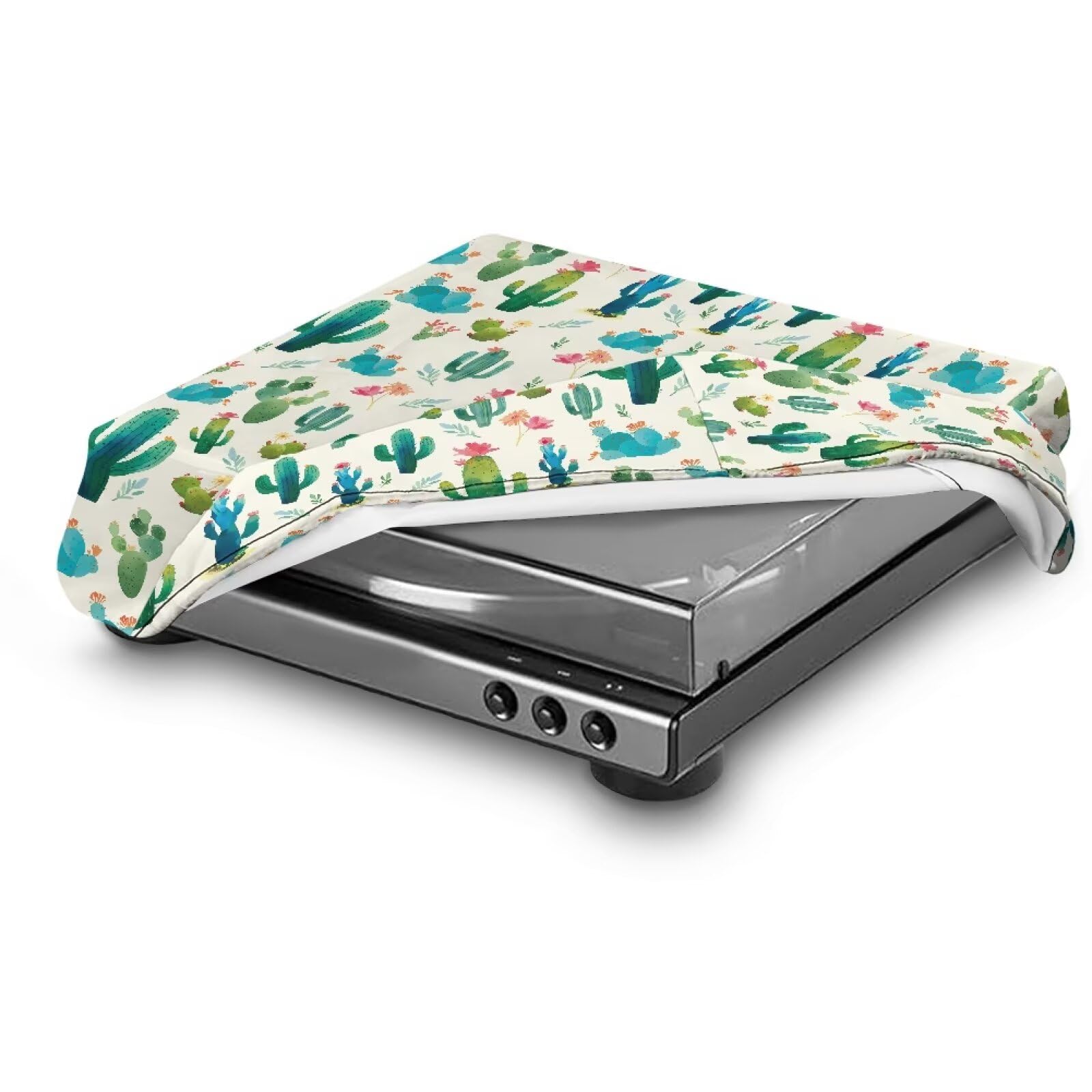 Qehuruxo Turntable Cover for Most Record Players – Universal Dustproof Protector (SL-BD20/SL-BD27/SL-BD35) – Waterproof & Portable Cactus