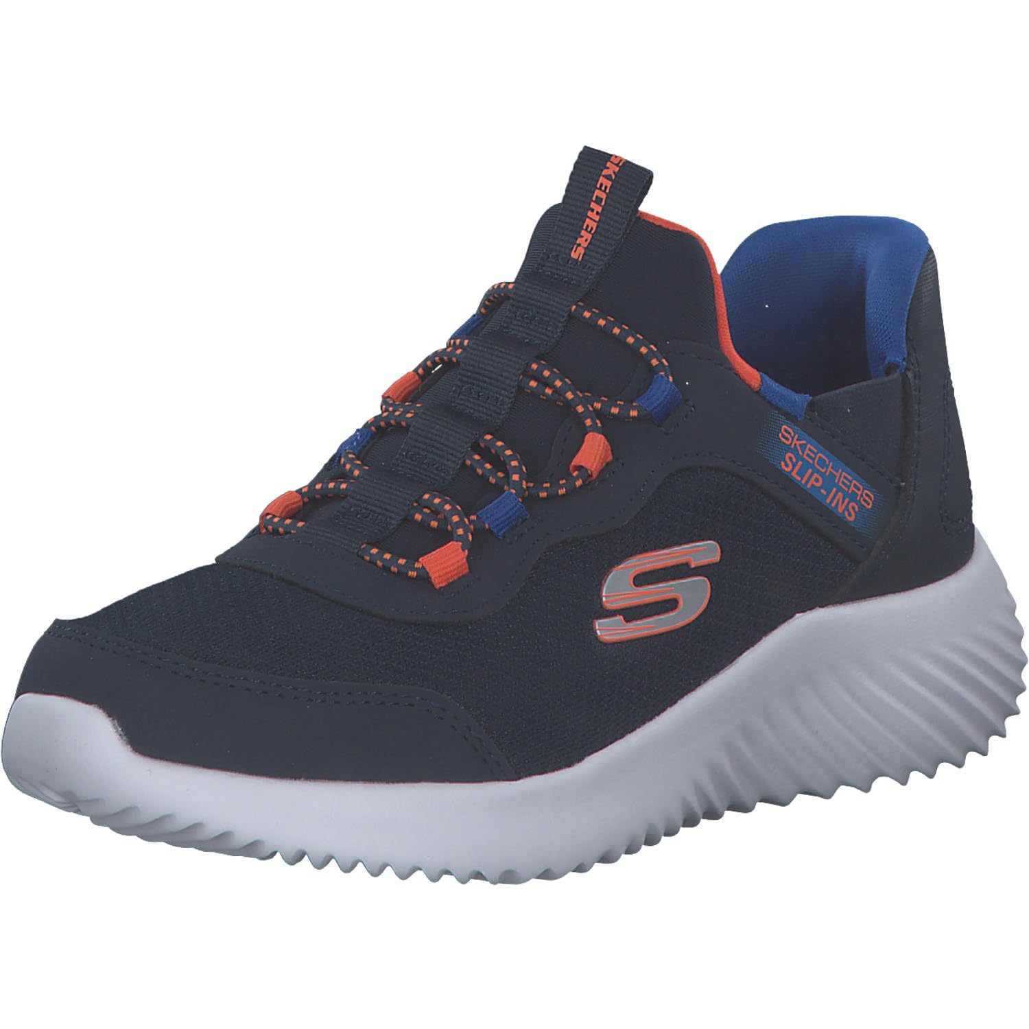 Skechers Boy's Bounder Brisk-Burst Sneaker, Navy Synthetic/Textile/Black Trim/Blue, 10.5 UK Child