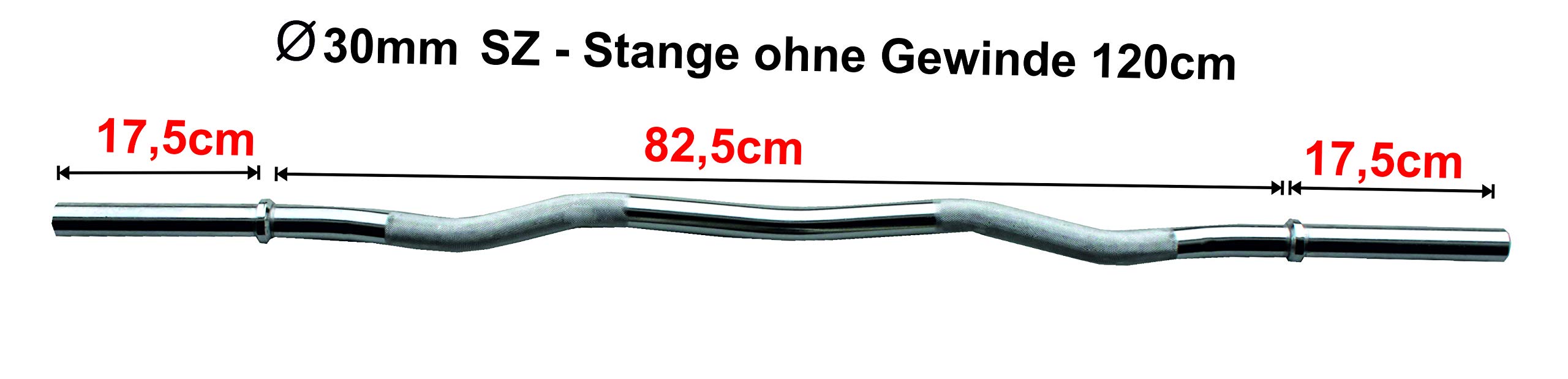 Lisaro SZ Hantel Curlstange 120cm mit Federverschlüssen | Standardnorm gerändelt und verchromt | Scheibenaufnahme Ø 30 mm | Hantel Curl Stange Hantelstange
