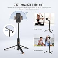 Vista 3 de NEEWER PA992 - Trípode para selfie stick de 57.9 pulgadas compatible con iPhone Samsung Android, soporte de metal portátil ligero para teléfono