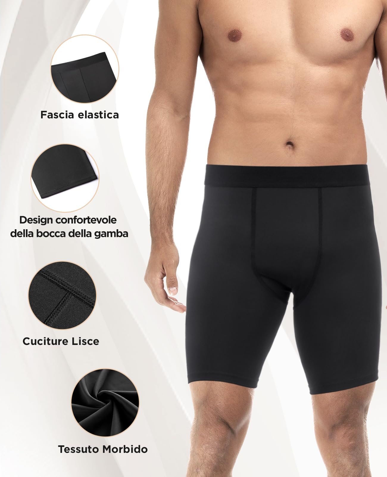Niksa Uomo Pantaloncini Fitness Pantaloni Corta Compressione Leggings 3 Pezzi,Compression Baselayer Shorts Sportivi Pantaloncini da Fitness Pantaloni Jogging Running