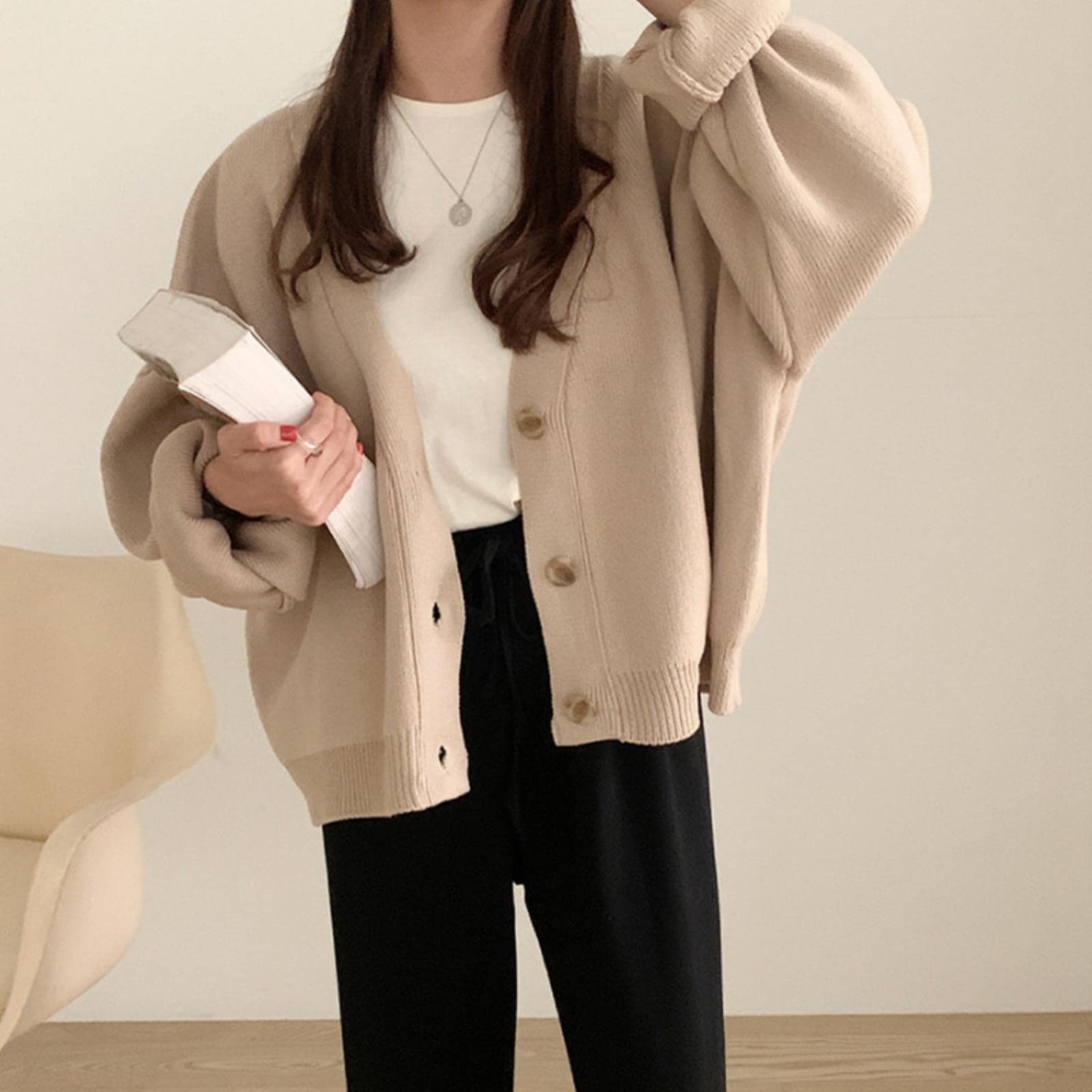 WE Fashion gestreept gebreid regular fit overhemd dark taupe