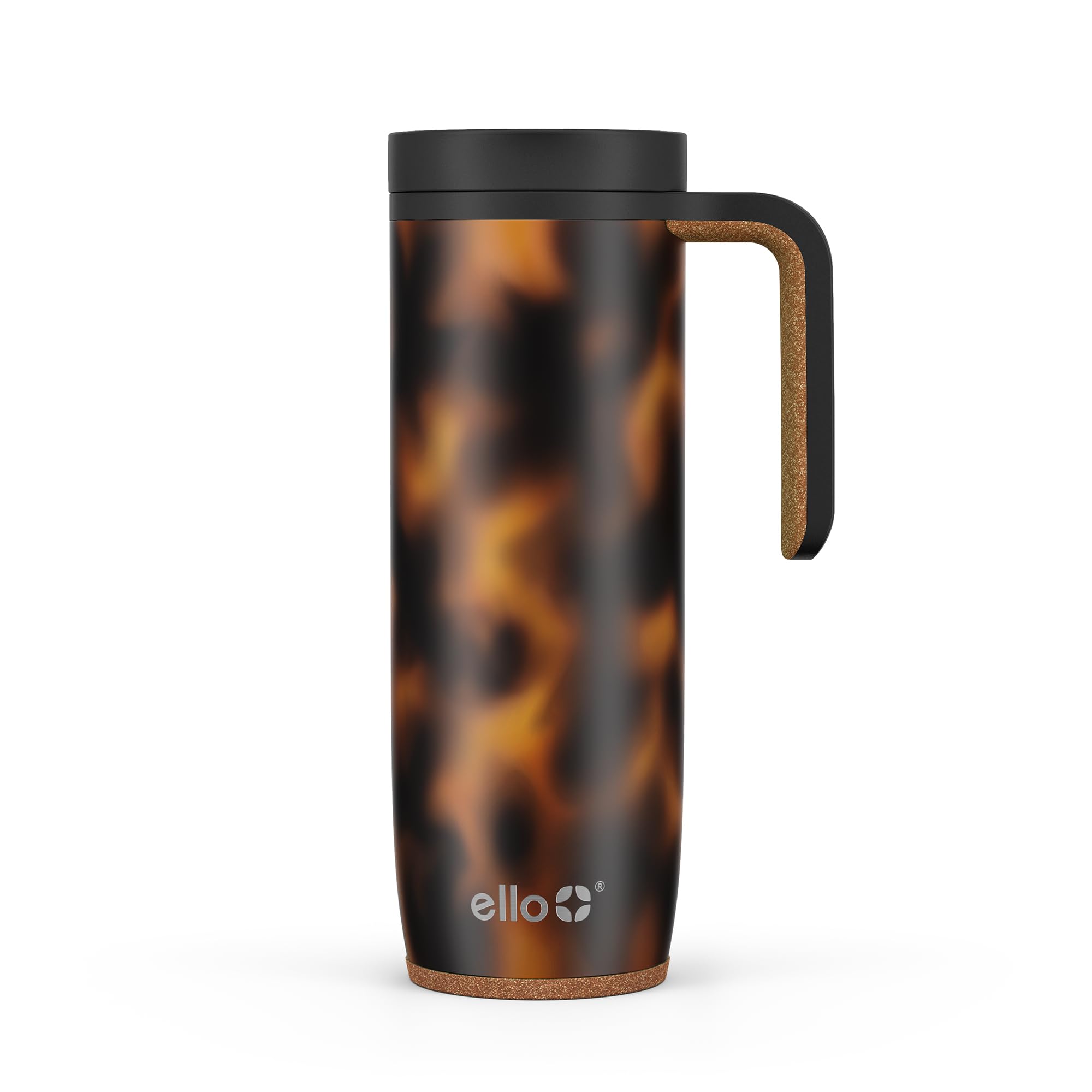 Ello Magnet 18oz Vacuum Insulated Stainless Steel Travel Mug with Side Handle and Leak-Proof Slider Lid and Built-in Coaster, Keeps Hot for 5 Hours