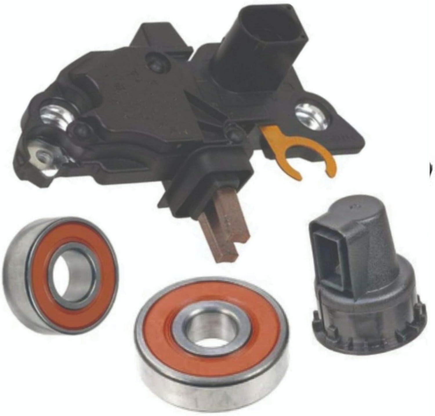 Alternator Rebuild Kit; Voltage Regulator with Brushes & Bearings Alternator Compatible with 2004-2005 BMW 325 330 525 530 X3 150 Amp without Airduct (w/OE# 0-124-525-026, -080, -523) - 11083RK