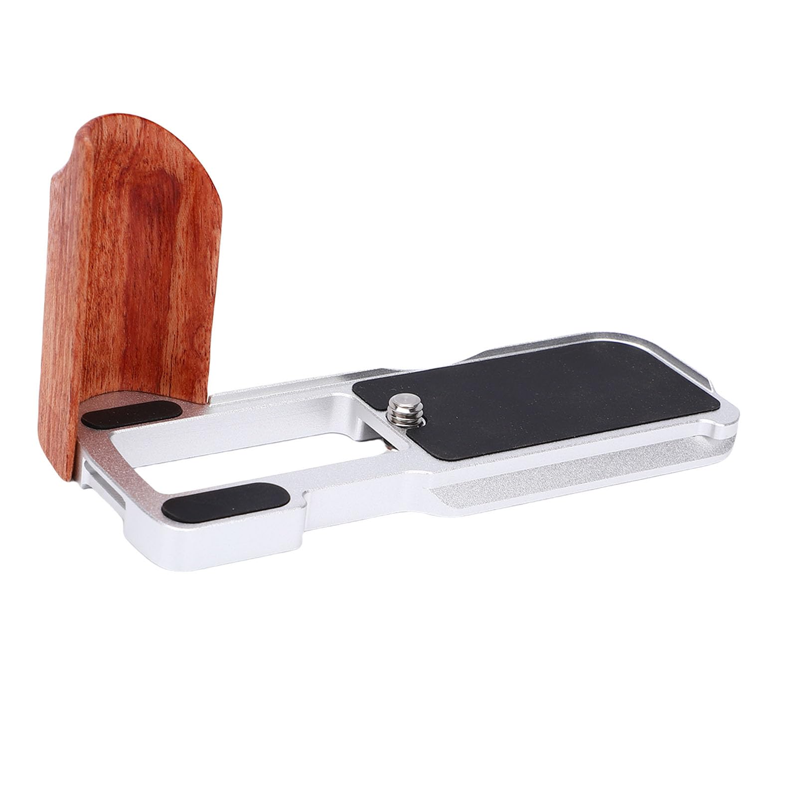 Tosuny Staffa a L per V1, Piastra a Sgancio Rapido in Alluminio (SILVER) | L Shape Handgrip with Wood Grip, 1/4 Inch Threaded Hole, Support for Arca Tripod