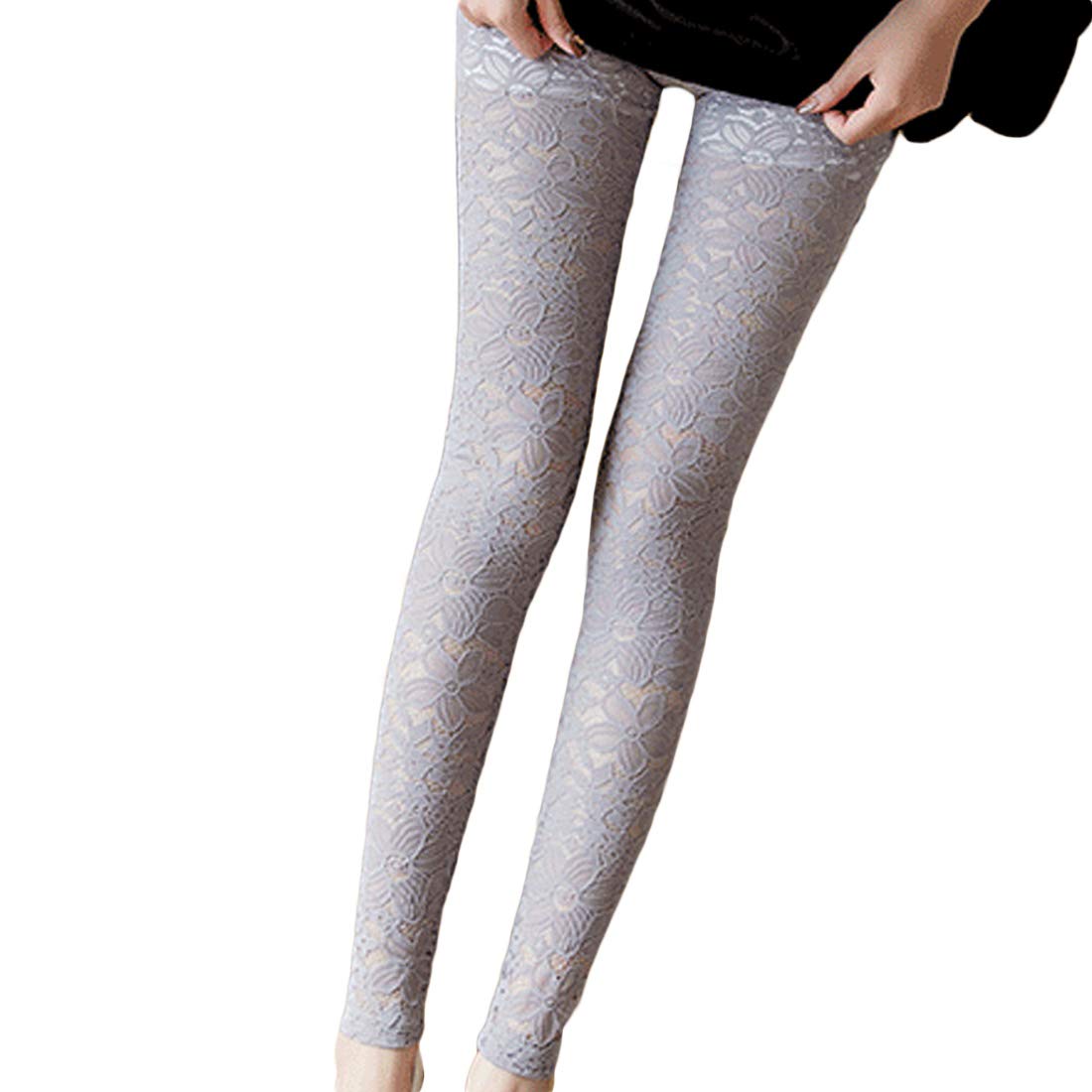 アイケーイー　レギンス アイカ ica 高級感のある花柄ストレッチ総レース 9分丈レース